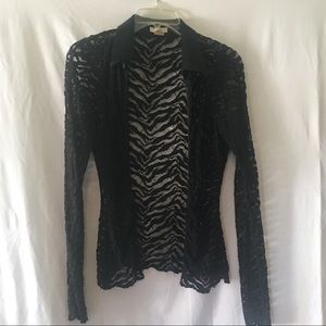 CACHE  Vintage   Long black lace blouse  Size Large
